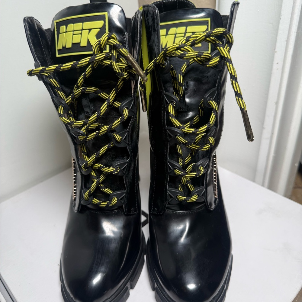Dr. Martens Black and Yellow Heeled Boots